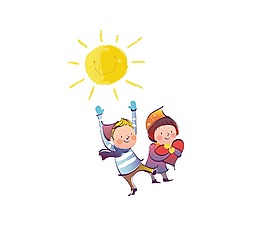 太陽女孩抱心png元素