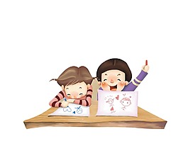 卡通童真同桌png元素