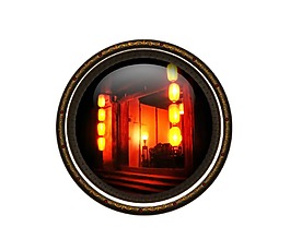 中式夜晚雙排燈籠png元素