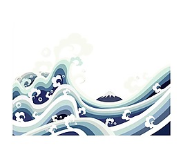 手绘卡通波浪png游戏