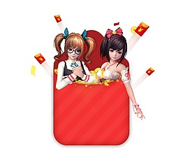 創(chuàng)意美女紅包插畫(huà)png