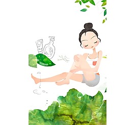 漫畫(huà)美女摸腿png元素