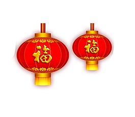 紅色福字燈籠png元素