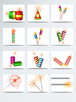 手繪炮竹禮花鞭炮裝飾圖案