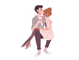 卡通甜蜜情人png元素