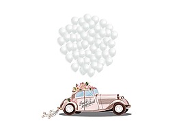 卡通拉氣球小汽車png元素
