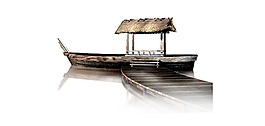 卡通小船码头png元素