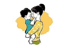 卡通母子情深png元素
