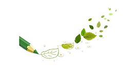 卡通鉛筆畫(huà)綠葉png元素