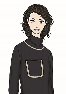 知性黑色连衣裙女装服装效果图
