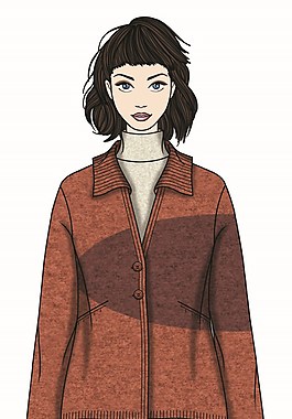簡單風格橙紅色外套女裝服裝效果圖