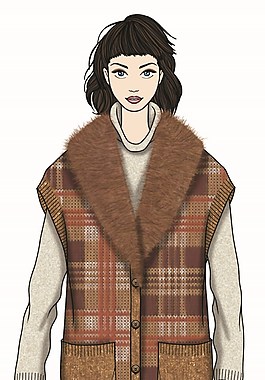 簡單風格子背心外套女裝服裝效果