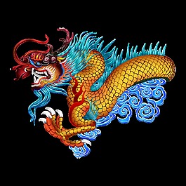 手绘卡通复古龙装饰素材