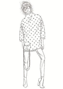 休閑風(fēng)格斑點(diǎn)短袖服裝效果圖