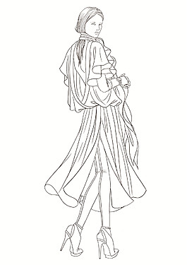 個性美麗飄逸長裙女士服裝效果圖