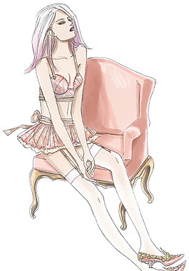 清新浅色内衣套装女士服装效果图