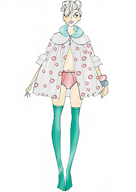 美麗少女心紅色斑點(diǎn)外套女裝服裝效果圖