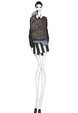 气质深褐色上衣女装效果图