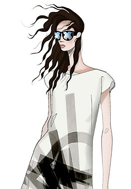 簡約白色長裙女裝效果圖