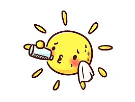 漫畫太陽喝水png元素