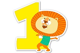 卡通數(shù)字1獅子漫畫png元素