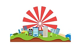 卡通扁平建筑高樓插畫png元素