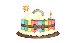 歐式扁平生日蛋糕png元素
