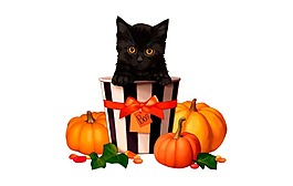 南瓜黑猫png元素