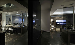 簡約開放式廚房方形吊頂裝修效果圖