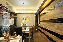 簡(jiǎn)約餐廳灰色條紋墻壁裝修效果圖