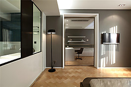 简约客厅灰色电视背景墙装修效果图