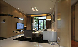 简约客厅方形吊顶装修效果图