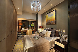 欧式卧室水晶吊灯装修效果图