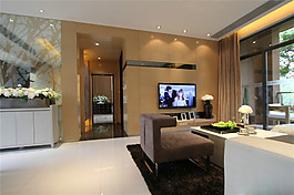 簡約客廳灰色電視背景墻裝修效果圖