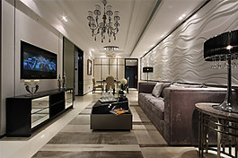 簡約客廳方塊地板磚裝修效果圖