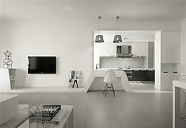 简约客厅灰色地板砖装修效果图