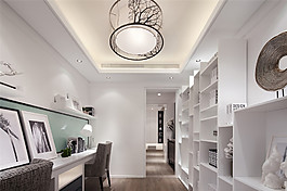 简约书房书桌装修效果图