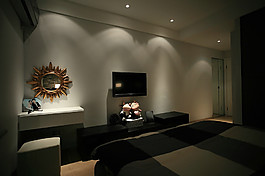 简约卧室灰色电视柜装修效果图