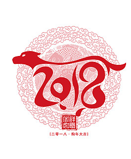 2018狗年大吉字體
