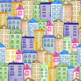 水彩繪時(shí)尚建筑插畫
