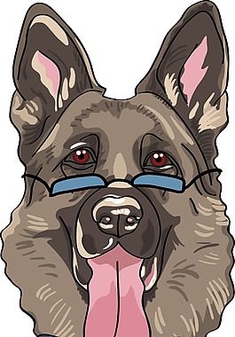 手繪卡通眼鏡狗頭插畫