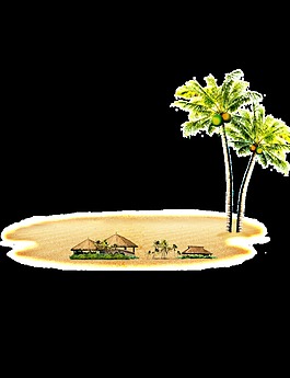 夏日浪漫沙滩透明素材