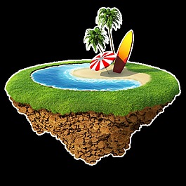 浪漫夏日3D效果透明素材