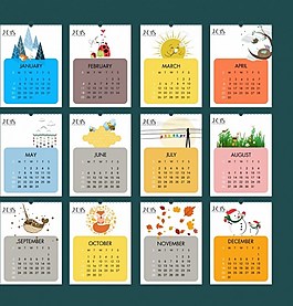 2018狗年花樣黃歷ai矢量素材下載