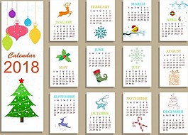 2018圣誕元素黃歷設計矢量素材下載