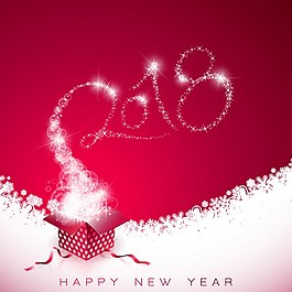 2018雪花新年紅色背景素材