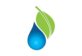 創意綠色樹葉藍色水滴png元素