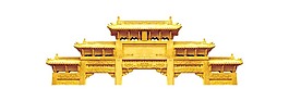 金色古風(fēng)樓房牌坊png元素