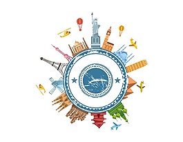 卡通地球世界建筑创意海报元素png