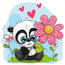 熊貓花朵ai矢量素材下載